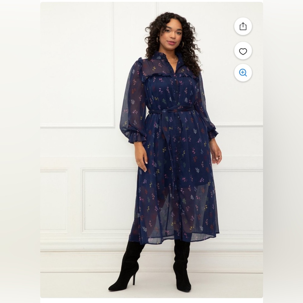 Eloquii elements women’s plus shirt dress ruffle sleeve. Size 22